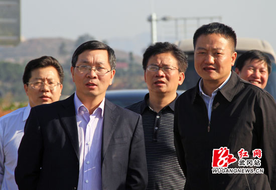 陈恢清吴劲松视察洞新高速东西连接线拓建工程