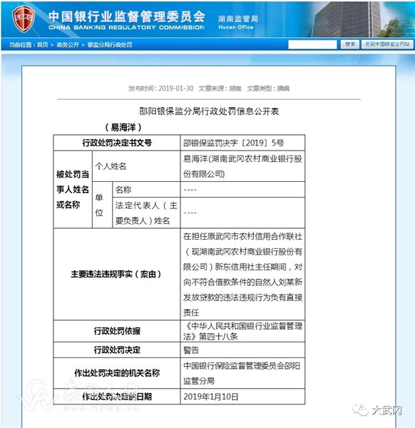 武岡這個(gè)人被處罰了！竟和銀行有關(guān)！