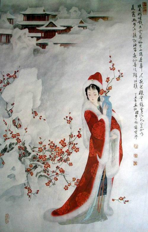 惊鸿一瞥--题冬雪仕女图