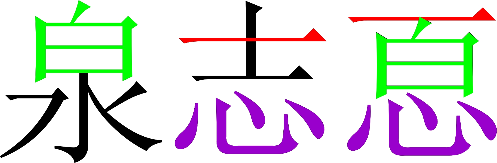 造字（百+心=上下结构）