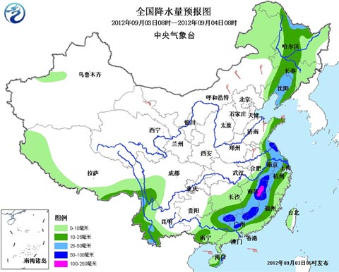 江南华南等地有较强降水 东北有明显降温