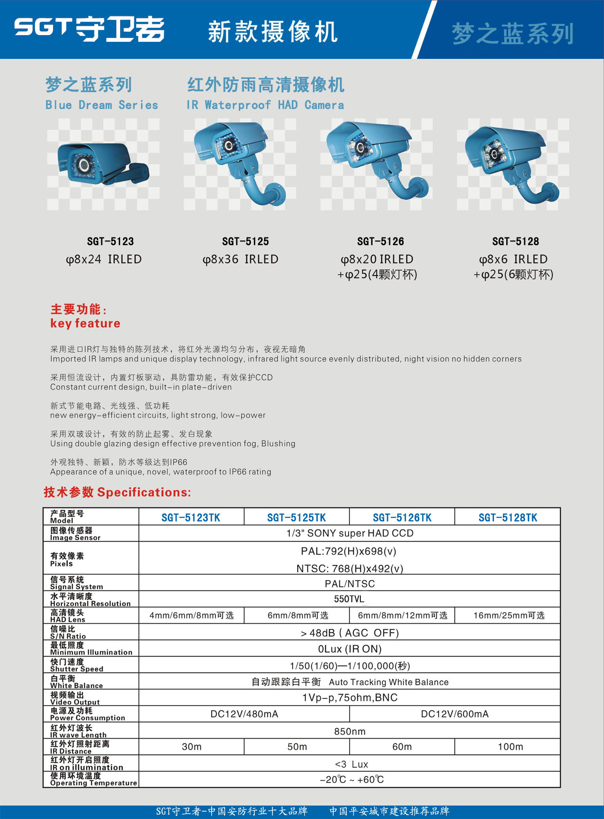 SGT 守衛(wèi)者----品牌最新推出夢(mèng)之藍(lán) 黑珍珠系列高清紅外攝像機(jī)