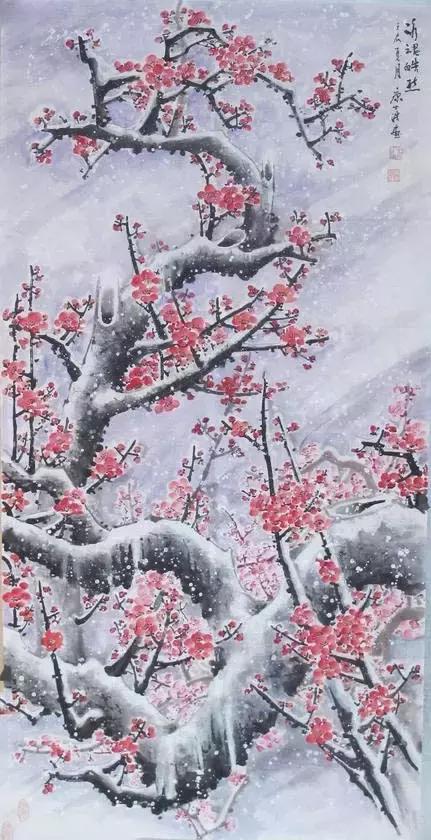 这冰雪梅花画，梅花诗，宜品宜藏