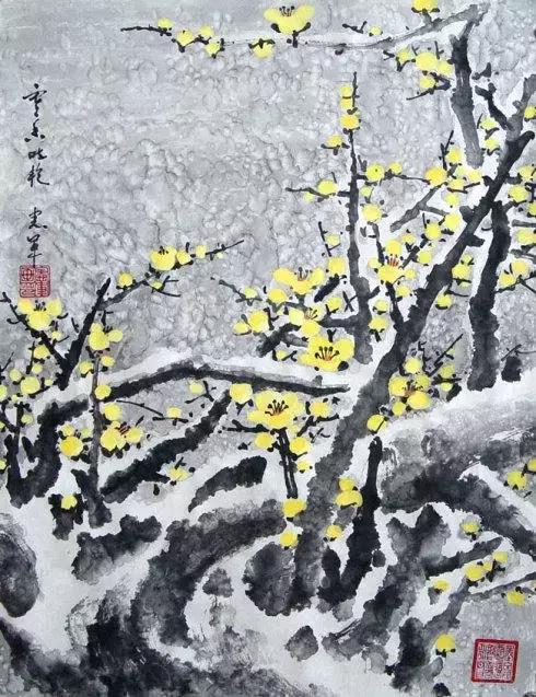 这冰雪梅花画，梅花诗，宜品宜藏