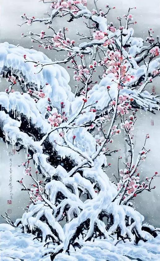 这冰雪梅花画，梅花诗，宜品宜藏