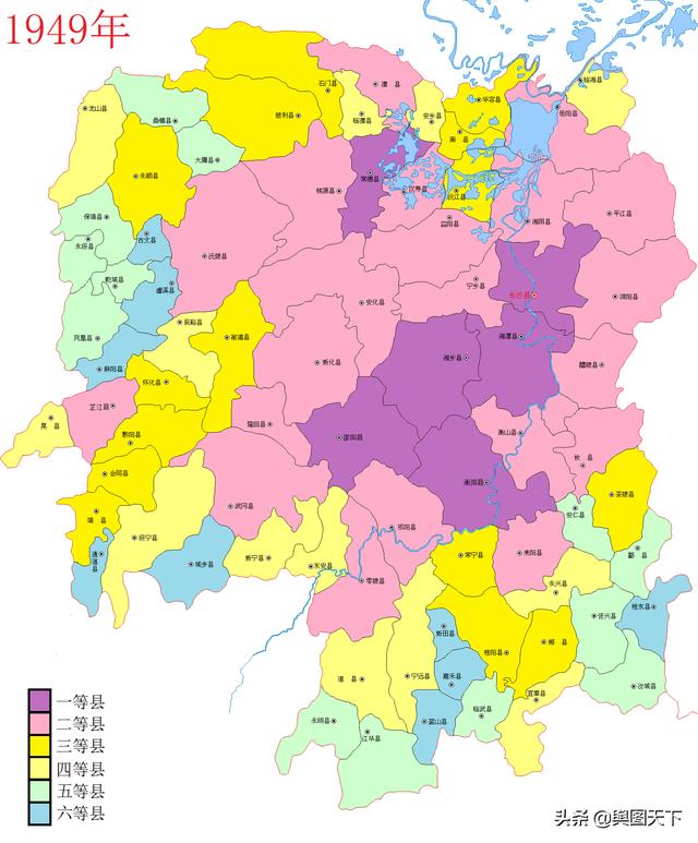 民國期間湖南各縣等級及九大城市