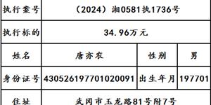 曝光|武冈市人民法院2025年第十期失信被执行人名单出炉！