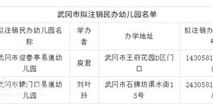 关于注销武冈市迎春亭易道幼儿园等2所民办幼儿园办学许可的公示